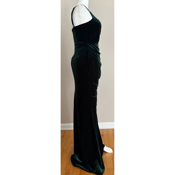 Revelry Rory Velvet Bridesmaid Long Gown Dress in Emerald Green Size 4 - Picture 9 of 16
